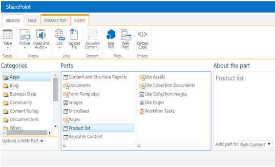 insert product list into the page